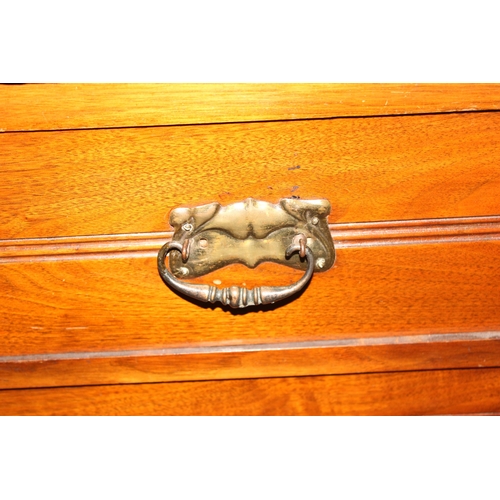 74 - An early 20th century mahogany 3 drawer chest of drawers with Art Nouveau brass handles, approx 91cm... 