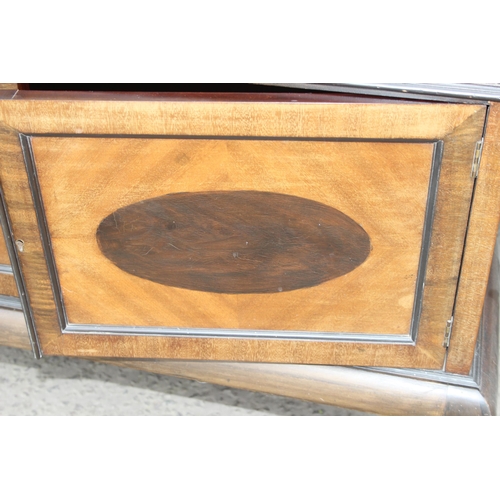 135 - An early 20th century glazed mahogany display cabinet on cabriole legs, approx 107cm W x 36cm D x 86... 