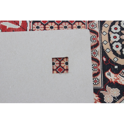 216 - A superb quality hand made Persian silk decorative red ground rug, fine quality knot structure, appr... 