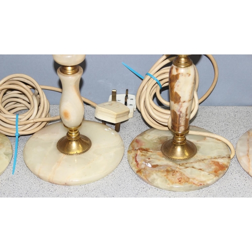 258 - 4 assorted vintage onyx and gilt metal table lamps, the largest approx 58cm tall
