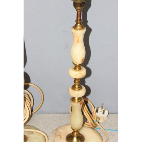 258 - 4 assorted vintage onyx and gilt metal table lamps, the largest approx 58cm tall