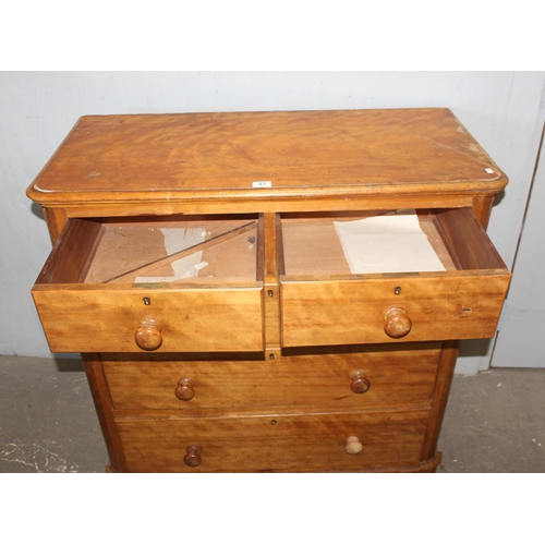 83 - An antique satinwood 2 over 3 chest of drawers with bun handles, approx 104cm wide x 49cm deep x 103... 