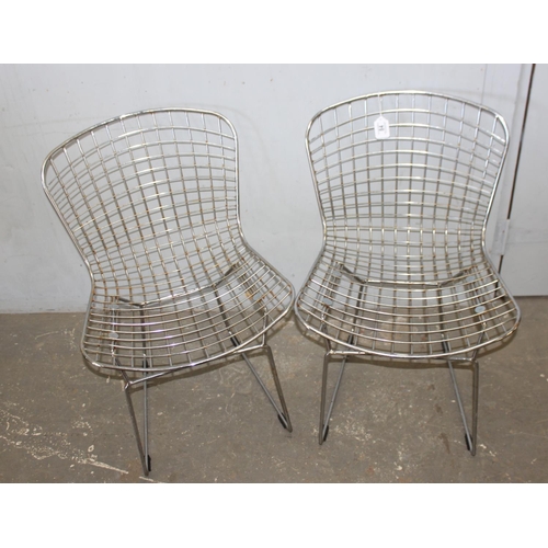 84 - Pair of Harry Bertoia Knoll style wire basket chairs