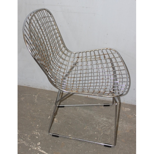 84 - Pair of Harry Bertoia Knoll style wire basket chairs