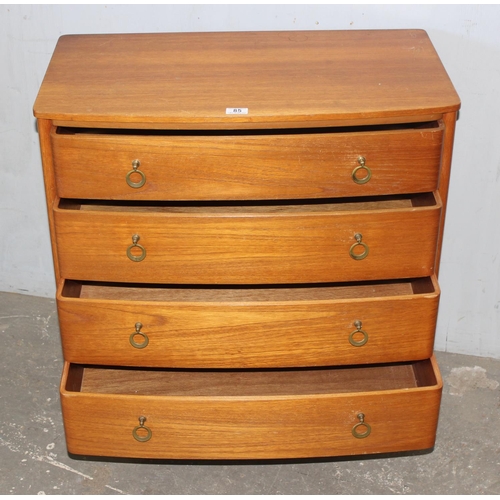 85 - Mid-century Schreiber bent plywood chest of 4 drawers, approx 77cm wide x 43cm deep x 83cm tall