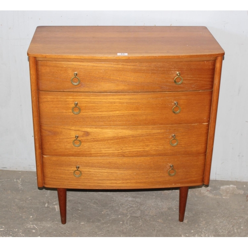 85 - Mid-century Schreiber bent plywood chest of 4 drawers, approx 77cm wide x 43cm deep x 83cm tall