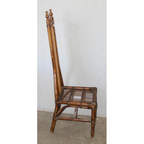 88 - An unusual high backed bamboo and bergere chair, approx 45cm wide x 45cm deep x 135cm tall