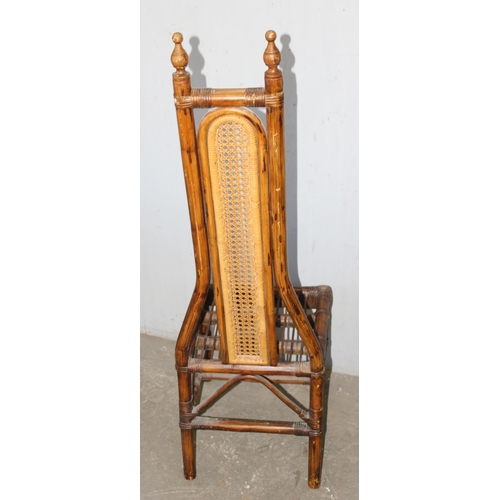 88 - An unusual high backed bamboo and bergere chair, approx 45cm wide x 45cm deep x 135cm tall