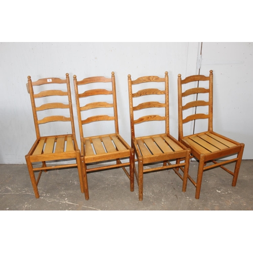 93 - Set of 4 blonde Ercol model 823 dining chairs, each approx 47cm wide x 43cm deep x 102cm tall