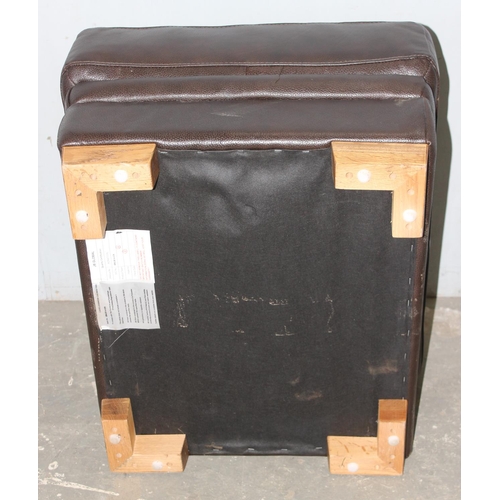 94 - JB Global leather footstool, approx 70cm wide x 60cm deep x 42cm tall