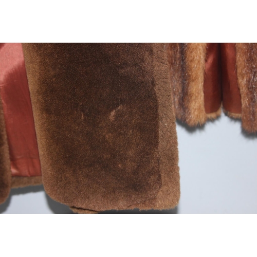 224 - 2 vintage 3/4 length ladies fur coats, 1 real and 1 faux