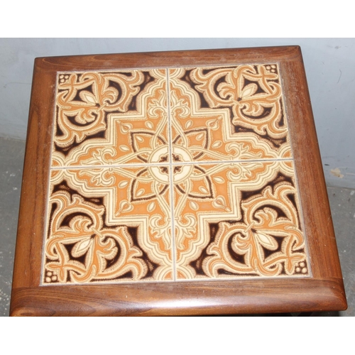 150 - A pair of small G-Plan tile topped side tables, approx 50cm wide x 50cm deep x 51cm tall