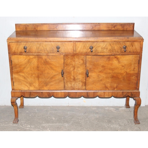 153 - Queen Anne style walnut sideboard with 2 drawers over 2 cupboards on cabriole legs,