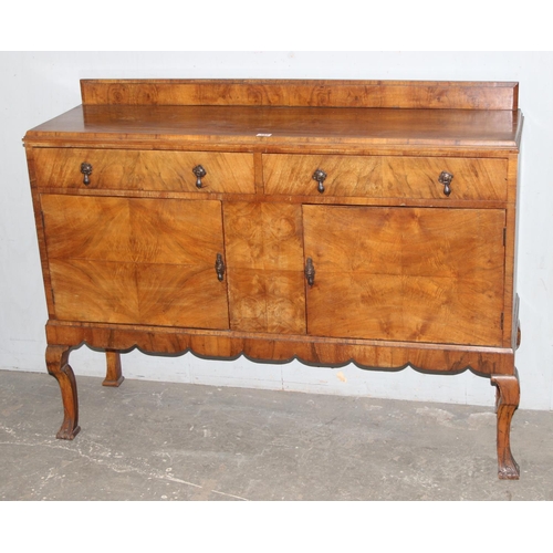 153 - Queen Anne style walnut sideboard with 2 drawers over 2 cupboards on cabriole legs,