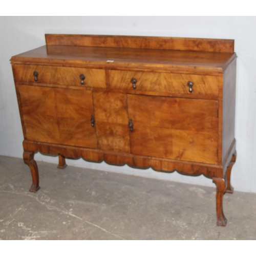 153 - Queen Anne style walnut sideboard with 2 drawers over 2 cupboards on cabriole legs,