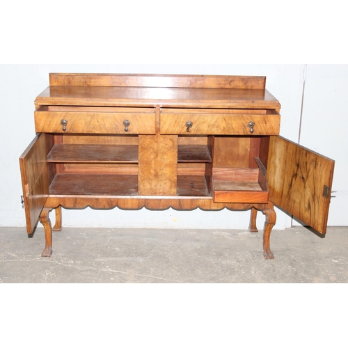 153 - Queen Anne style walnut sideboard with 2 drawers over 2 cupboards on cabriole legs,