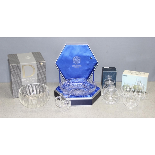 Qty of assorted good quality crystal and cut glass to inc Dartington & Stuart, some boxed