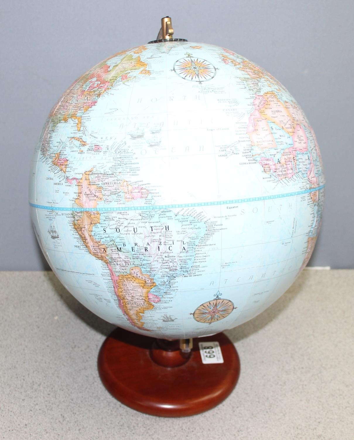 Vintage American made Herff Jones Inc. globe 40cm tall incl stand