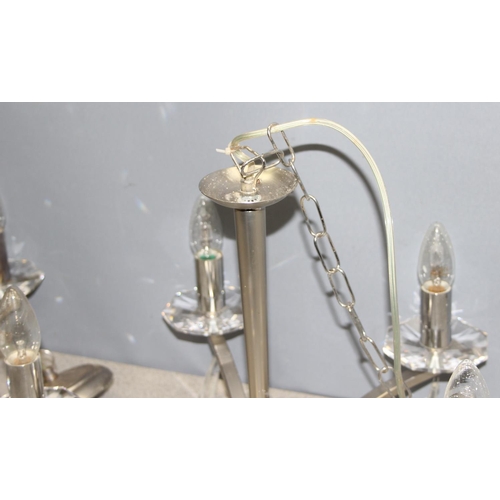 253 - 2 x contemporary chandeliers, approx 85cm with fitting, 33cm without