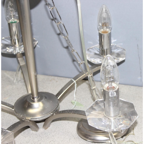 253 - 2 x contemporary chandeliers, approx 85cm with fitting, 33cm without