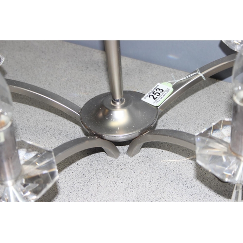 253 - 2 x contemporary chandeliers, approx 85cm with fitting, 33cm without