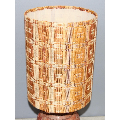 254 - Glazed studio pottery lamp with retro woven shade, approx 47cm H