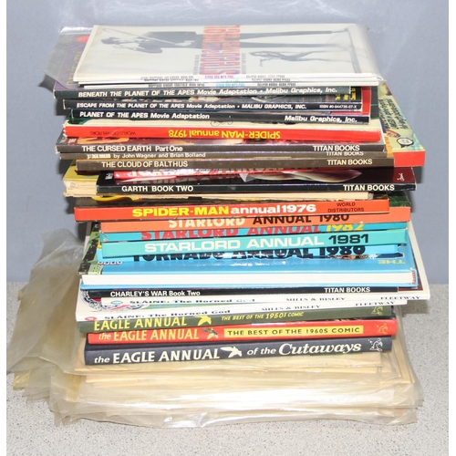 512 - Qty of vintage and later comics/annuals to incl Spiderman, Starlord, The Eagle, Steed & Mrs Peel etc