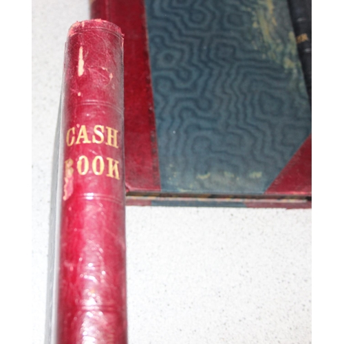 515 - 3 x antique leather-bound books to incl 2 ledgers, one with dates back to 1875, and a cash book