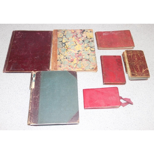 516 - Mix of early 19th century and later hand-written diaries, notes and poetry in leather bound books an... 