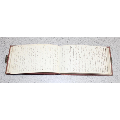 516 - Mix of early 19th century and later hand-written diaries, notes and poetry in leather bound books an... 