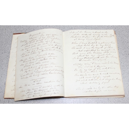 516 - Mix of early 19th century and later hand-written diaries, notes and poetry in leather bound books an... 