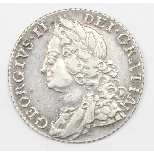 1203 - George II period 1758 silver shilling coin, exceptional details, approx 5.97g gross, approx 25mm in ... 