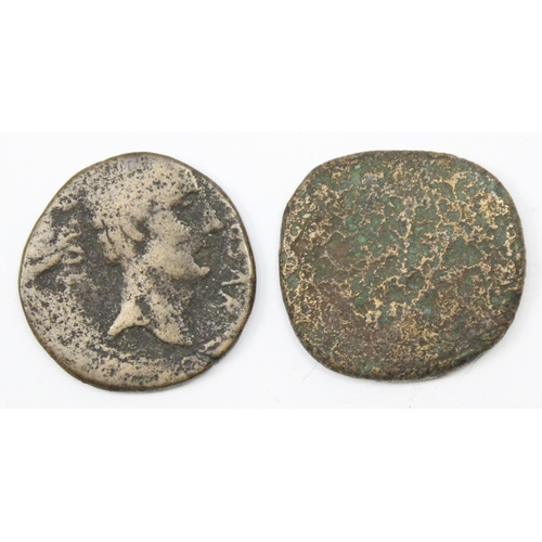 3 assorted larger Roman or ancient bronze coins and a silver Arabic ...