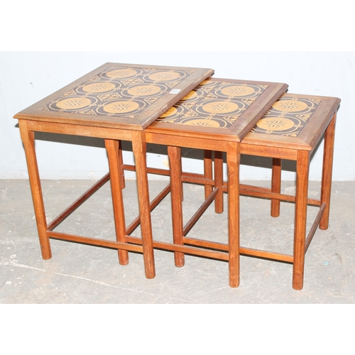 162 - Retro Mahogany Nest of Tables, approx 56cm wide x 40cm deep x 48cm tall