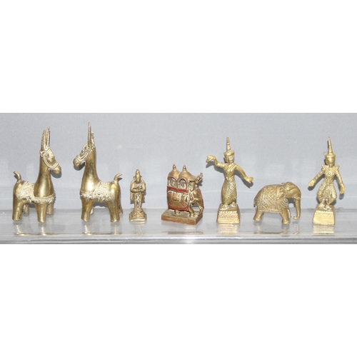 1799 - Qty of brass oriental figurines to include donkeys and a deity