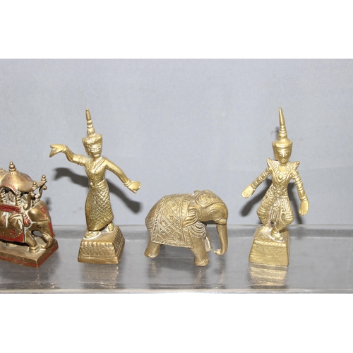 1799 - Qty of brass oriental figurines to include donkeys and a deity