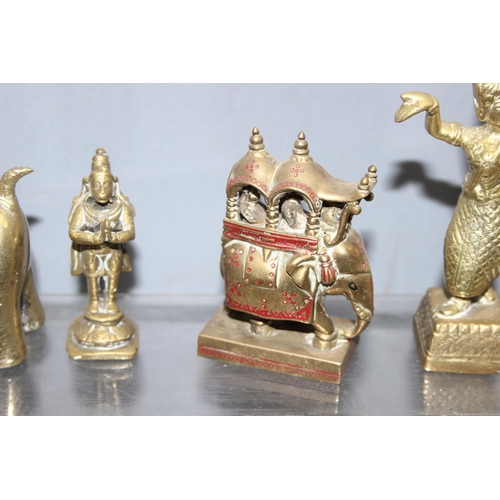 1799 - Qty of brass oriental figurines to include donkeys and a deity