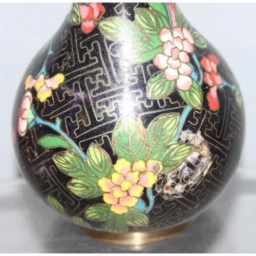 1800 - Qty of oriental pieces to include a carved bamboo brush pot and a pair of cloisonné vases