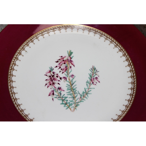 1802 - A set of 6 antique dessert plates decorated with flowers, possibly Rockingham, 3 Louis Aimé Césaire ... 