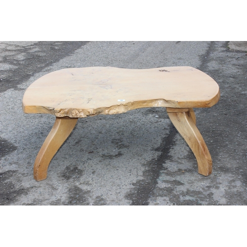 36 - A vintage rustic wooden low table, possibly Elm, approx 110cm wide x 86cm deep x 44cm tall