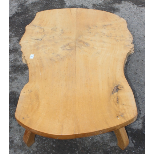 36 - A vintage rustic wooden low table, possibly Elm, approx 110cm wide x 86cm deep x 44cm tall