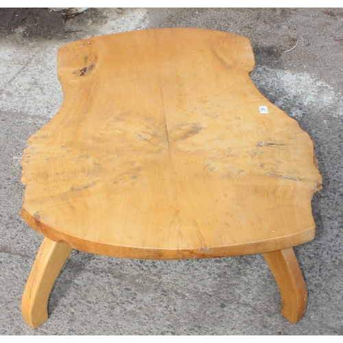 36 - A vintage rustic wooden low table, possibly Elm, approx 110cm wide x 86cm deep x 44cm tall