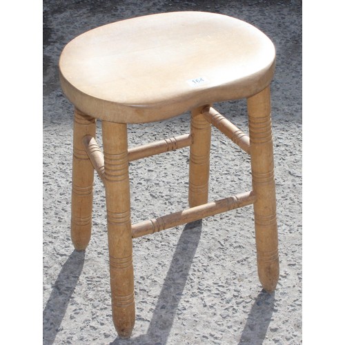 32 - A vintage heavy light wood stool with turned legs, approx 53cm tall