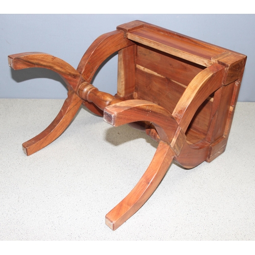 37 - A pair of wooden side tables with x framed base, approx 40cm wide x 31cm deep x 46cm tall