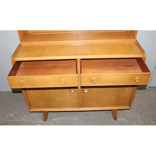 47 - A retro mid-century Homeworthy bookshelf sideboard, approx 110cm wide x 48cm deep x 159cm tall