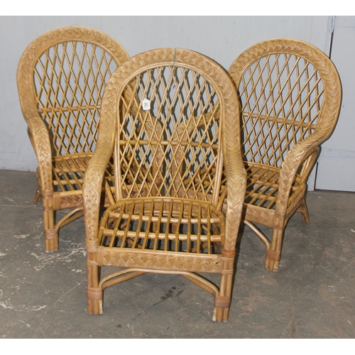 52 - 3 vintage cane and bamboo conservatory chairs