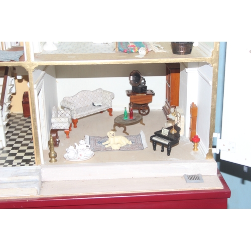 1501 - Brian Stone of Wallingford - a very large bespoke made dolls house on stand formed as a Georgian tow... 