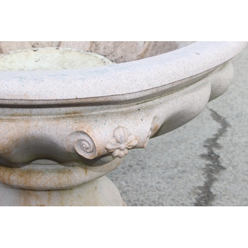 312 - A large stone effect garden urn, approx 100cm wide x 70cm tall