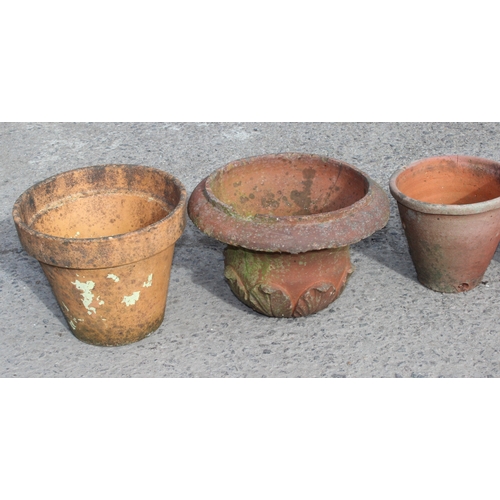 327 - 12 assorted terracotta garden planter pots, largest approx 36cm wide x 36cm deep x 23cm tall