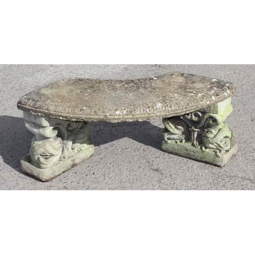 339 - A vintage Concrete Garden Bench, approx 105cm wide x 46cm deep x 42cm tall